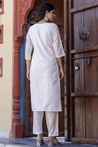 White women kurta pant dupatta set