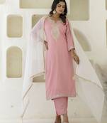 Pink women kurta pant dupatta set