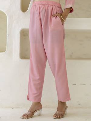 Pink women kurta pant dupatta set 4