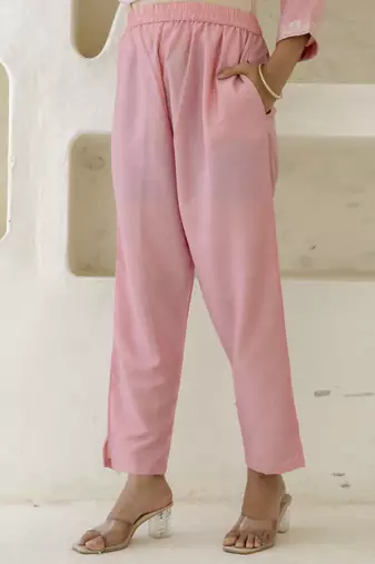 Pink women kurta pant dupatta set