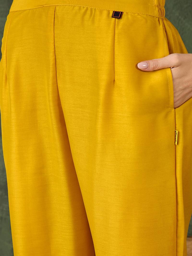 Yellow women kurta pant dupatta set