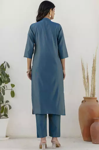 Blue women kurta pant dupatta set
