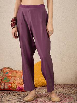 Purple women kurta pant dupatta set 4