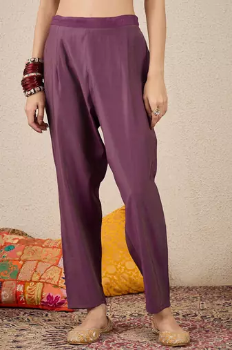 Purple women kurta pant dupatta set