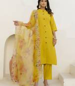Yellow women kurta pant dupatta set