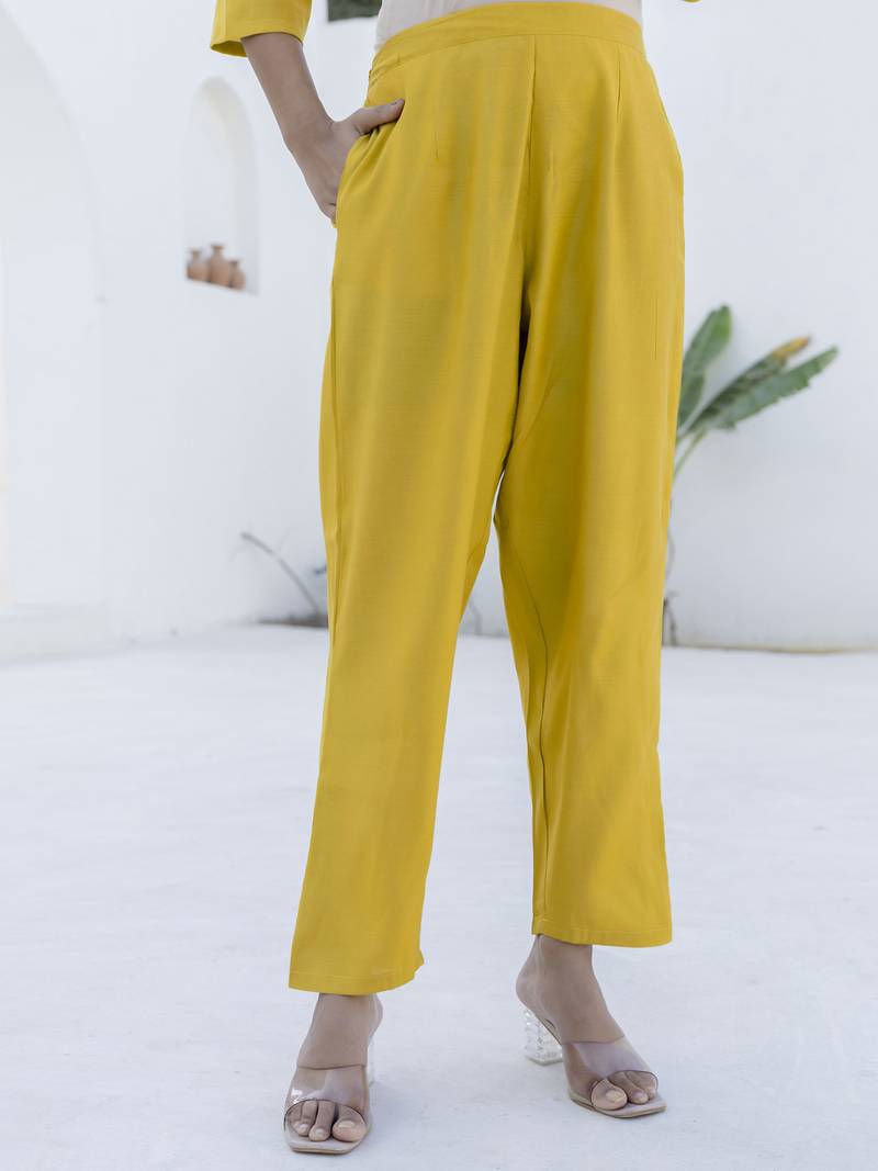 Yellow women kurta pant dupatta set