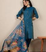 Blue women kurta pant dupatta set