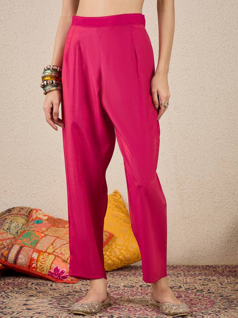Pink women kurta pant dupatta set