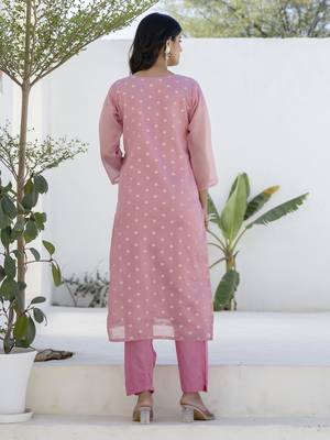 Pink women kurta pant dupatta set 2