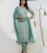 Light green women kurta pant dupatta set