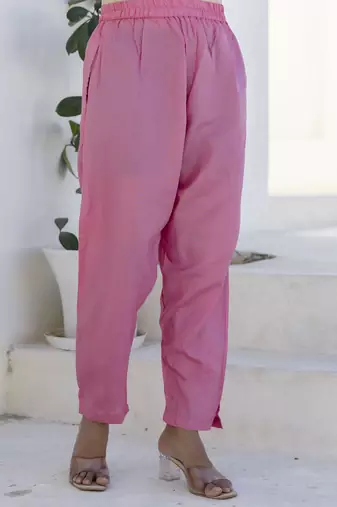 Pink women kurta pant dupatta set