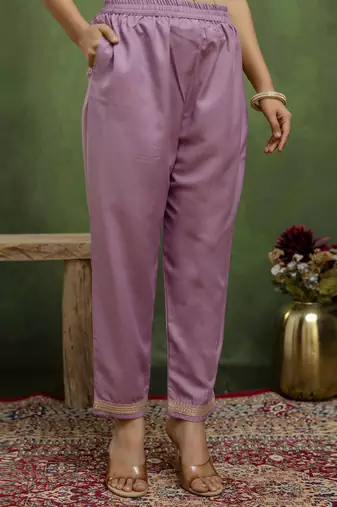Purple women kurta pant dupatta set