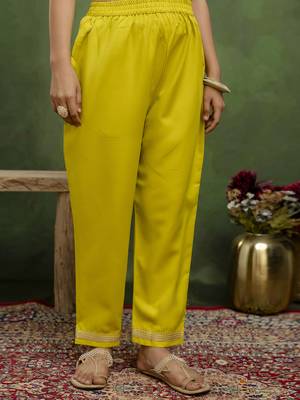 Yellow women kurta pant dupatta set 4