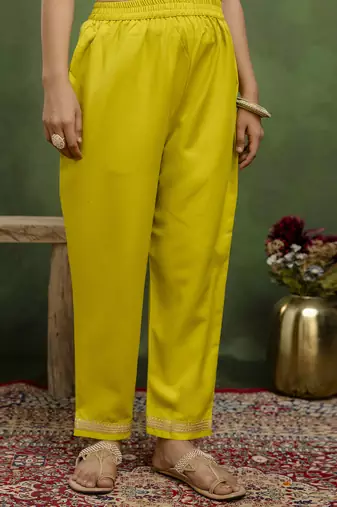 Yellow women kurta pant dupatta set