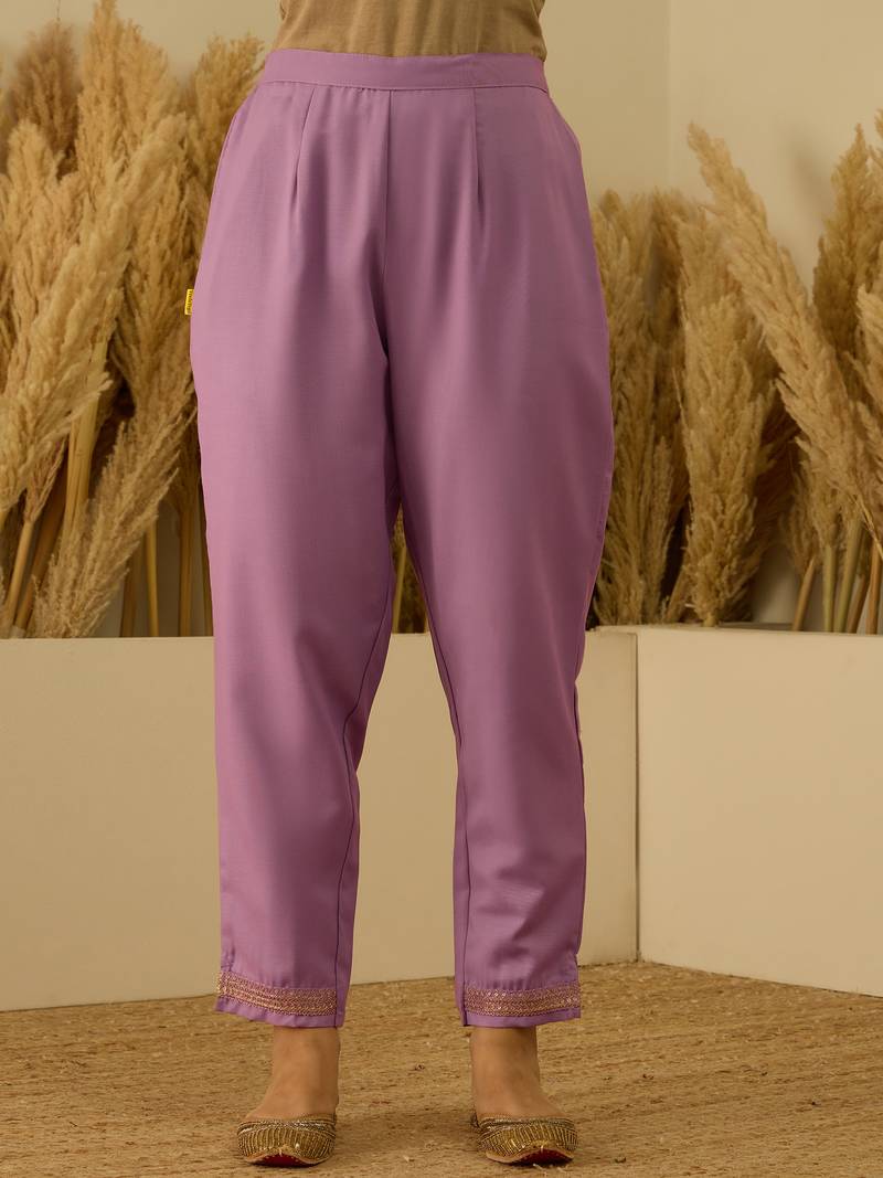 Purple women kurta pant dupatta set