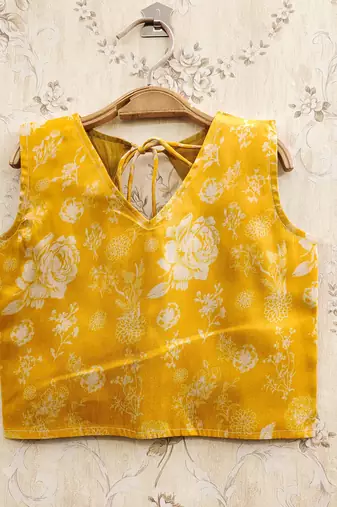 Yellow art silk woven kids lehenga choli
