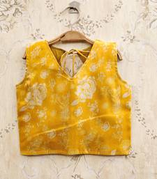 Yellow art silk woven kids lehenga choli