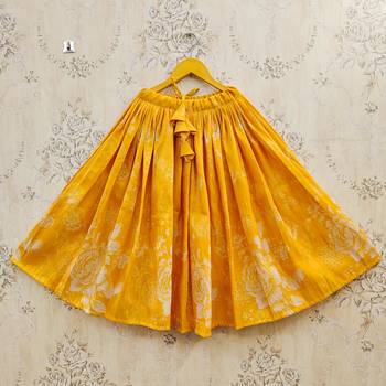 Yellow art silk woven kids lehenga choli 3