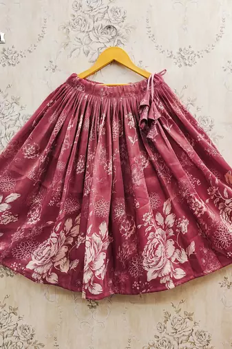 Maroon art silk woven kids lehenga choli