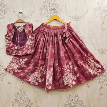 Maroon art silk woven kids lehenga choli 4