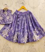 Pink art silk woven kids lehenga choli