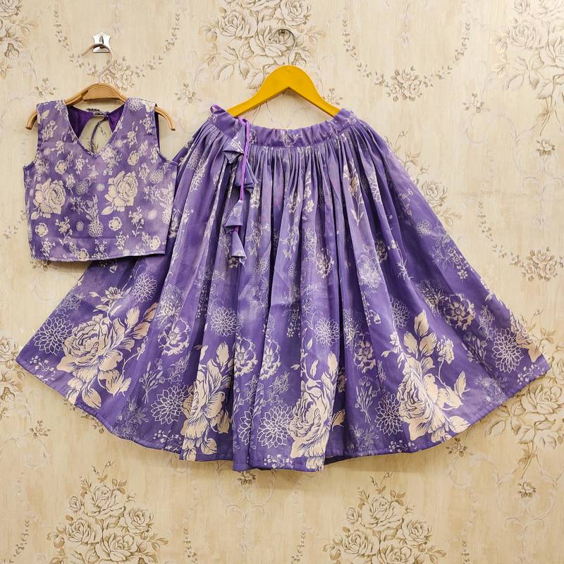 Pink art silk woven kids lehenga choli