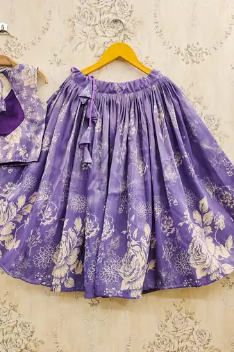 Pink art silk woven kids lehenga choli