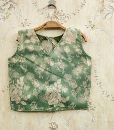 Green art silk woven kids lehenga choli