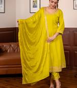 Yellow women kurta pant dupatta set