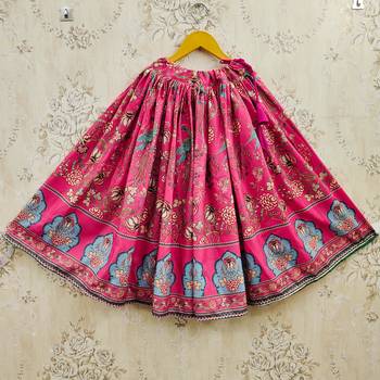 Pink viscose rayon printed kids lehenga choli 3