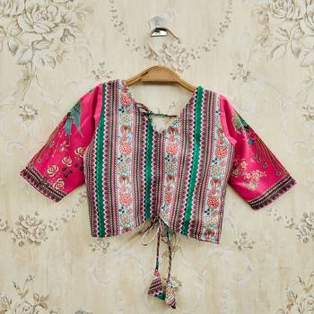 Pink viscose rayon printed kids lehenga choli 4