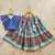 Blue viscose rayon printed kids lehenga choli