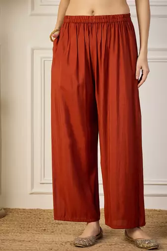 Red women kurta pant dupatta set