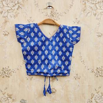 Blue viscose rayon printed kids lehenga choli 4