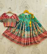 Multicolor viscose rayon printed kids lehenga choli