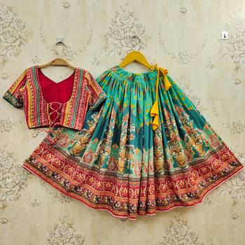Multicolor viscose rayon printed kids lehenga choli 2