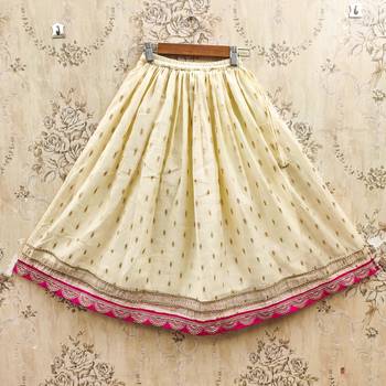 White silk blend printed kids lehenga choli 3