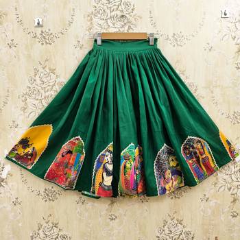 Green viscose rayon  kids lehenga choli 3