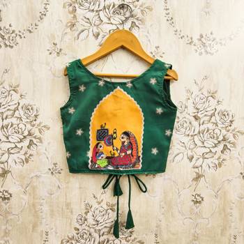Green viscose rayon  kids lehenga choli 4