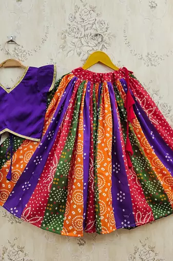 Multicolor silk  kids lehenga choli