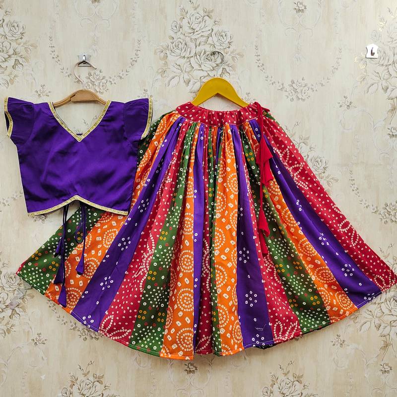 Multicolor silk  kids lehenga choli