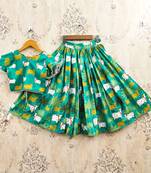 Turquoise silk  kids lehenga choli