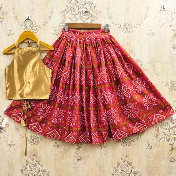 Red silk blend  kids lehenga choli 1
