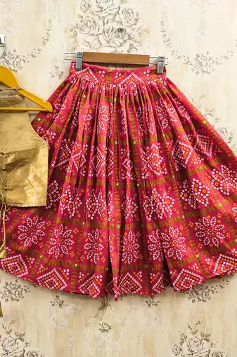 Red silk blend  kids lehenga choli
