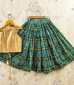 Green silk blend  kids lehenga choli