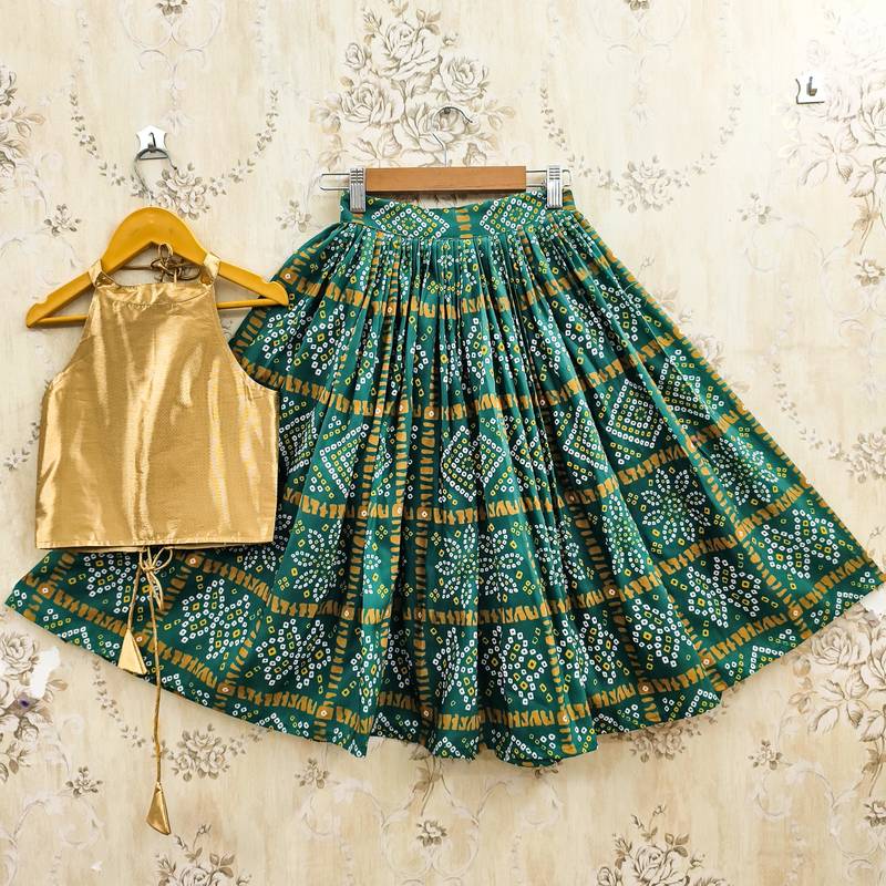 Green silk blend  kids lehenga choli