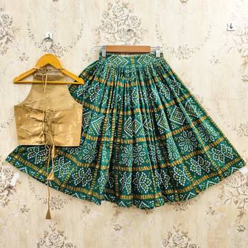Green silk blend  kids lehenga choli 2