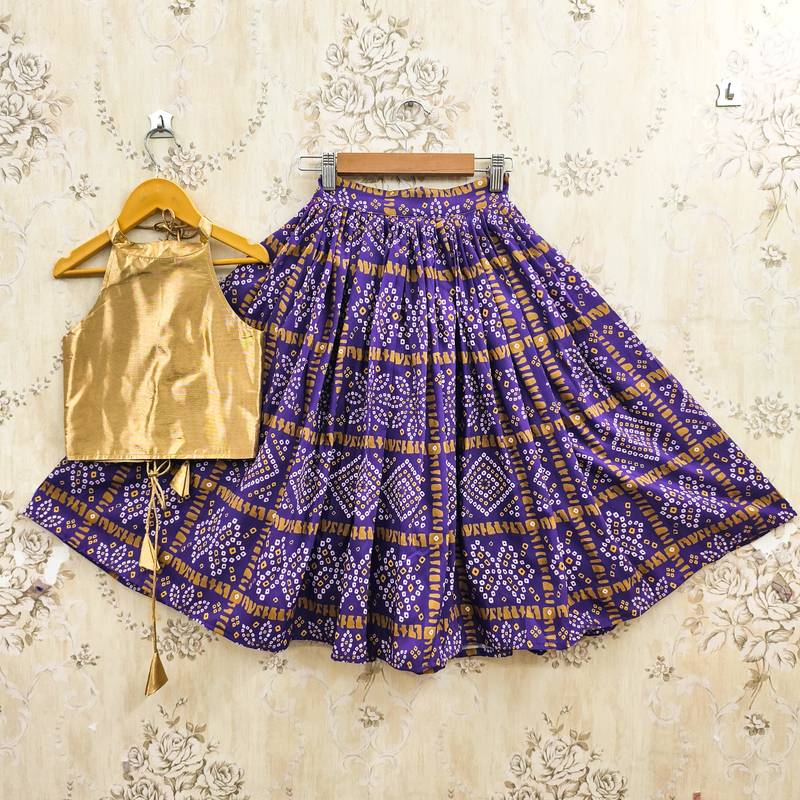 Purple silk blend  kids lehenga choli