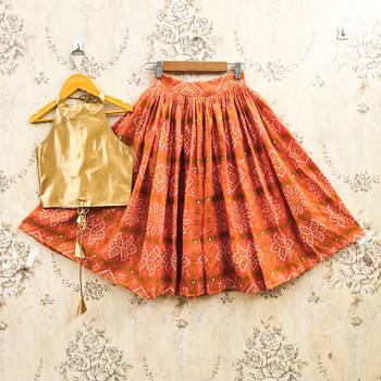 Orange silk blend  kids lehenga choli 1