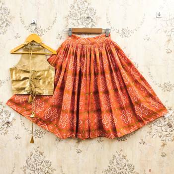 Orange silk blend  kids lehenga choli 2